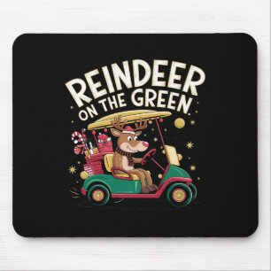 Rentiere auf grünem Weihnachts-Golf-T-Shirt für Go Mousepad