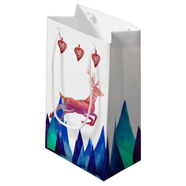 Rentiere, Berge, Freizeitspielzeug Kleine Geschenktüte (Vorderseite Schrägansicht)