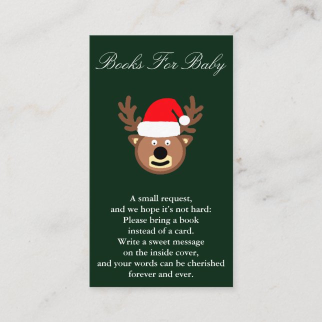 Rentiere Christmas Baby Shower Books for Baby Card Begleitkarte (Vorderseite)
