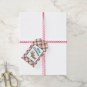Rentiere Dackel Weihnachten Preppy Karierte Gesche Geschenkanhänger