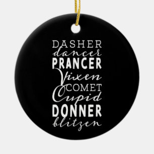 Rentiere des Weihnachtsmanns Festive Winter Schwar Keramik Ornament