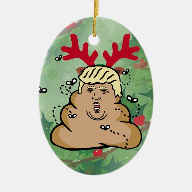 Rentiere-Donald-Trump gekackt Keramikornament (Vorne)