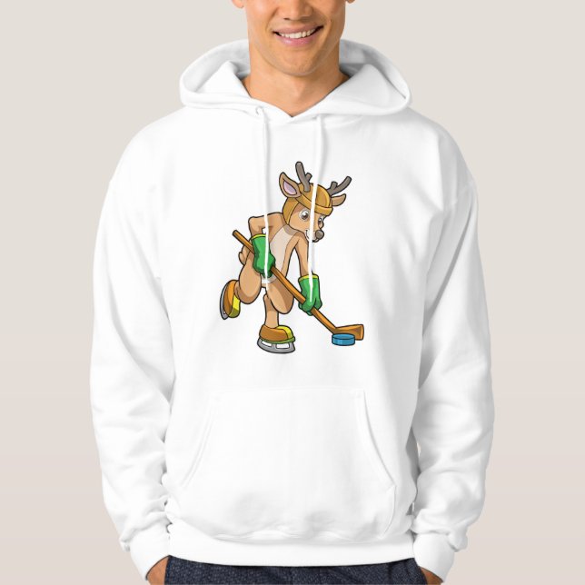 Rentiere im Eishockey mit Eishockeyschläger Hoodie (Vorderseite)
