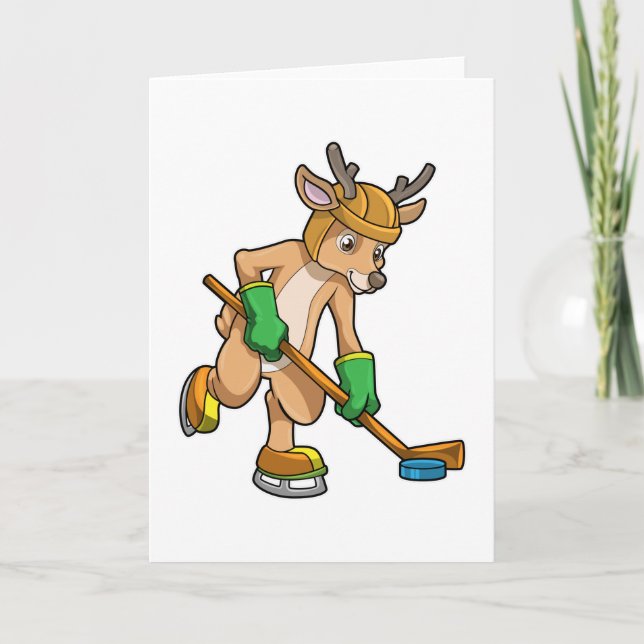 Rentiere im Eishockey mit Eishockeyschläger Karte (Vorderseite)