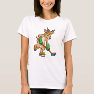 Rentiere im Eishockey mit Eishockeyschläger T-Shirt