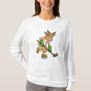 Rentiere im Eishockey mit Eishockeyschläger T-Shirt