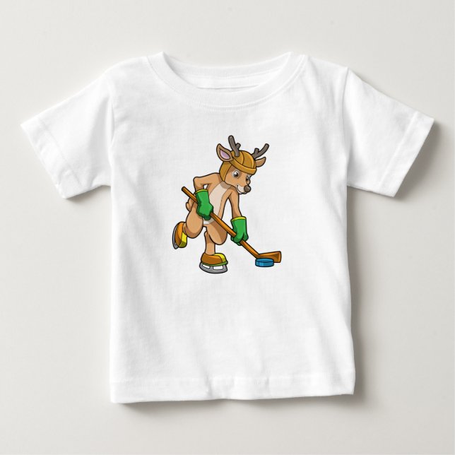 Rentiere im Eishockey mit Hockeystick Baby T-shirt (Vorderseite)