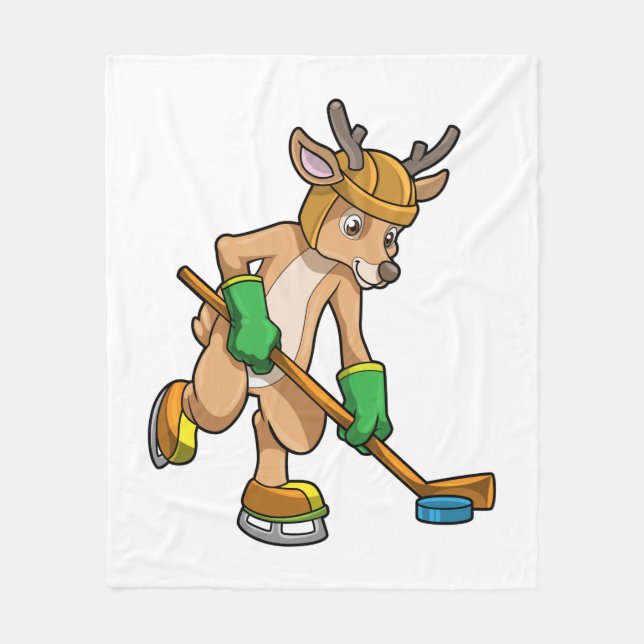 Rentiere im Eishockey mit Hockeystick Fleecedecke (Vorderseite)