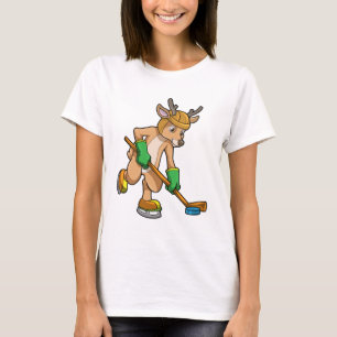 Rentiere im Eishockey mit Hockeystick T-Shirt