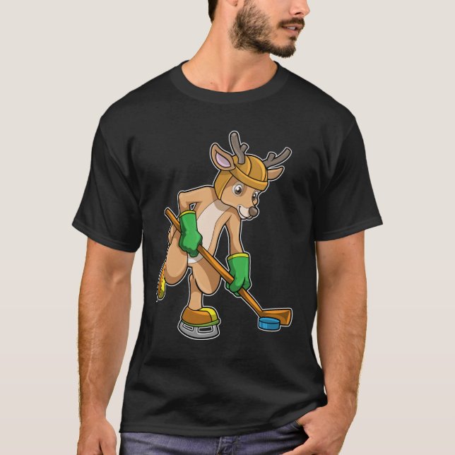 Rentiere im Eishockey mit Hockeystick T-Shirt (Vorderseite)