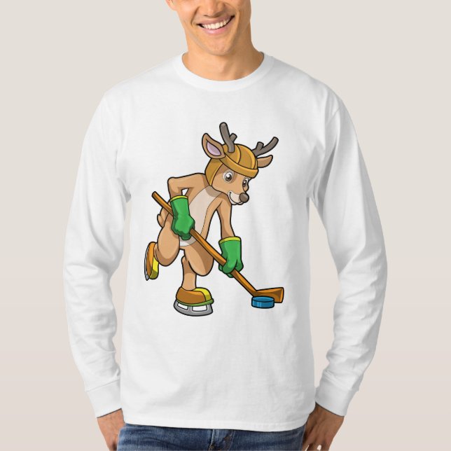 Rentiere im Eishockey mit Hockeystick T-Shirt (Vorderseite)