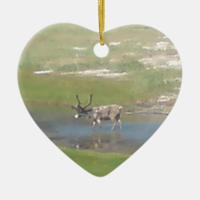 Rentiere im Sommer Keramikornament (Vorne)