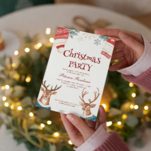 Rentiere im Sweater und Hats Weihnachts-Party Einladung
