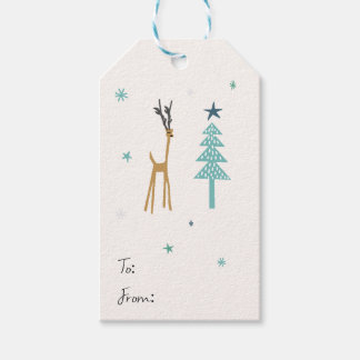 Rentiere im Wald in Pfefferminzgrün Geschenkanhänger
