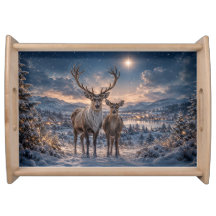 Rentiere in schneelandschaft Frohe Weihnachten