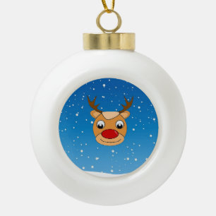 Rentiere lächeln auf blau keramik Kugel-Ornament