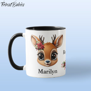 Rentiere Liebe, Poinsettia Deer, Fawn, Flora Dose Tasse