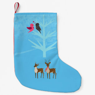 Rentiere lieben Vögel Schnee Weihnachten Winter St Kleiner Weihnachtsstrumpf