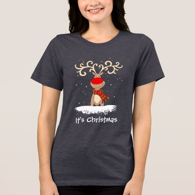 Rentiere mit roter Nase Es ist Weihnachts-T - Shir Tri-Blend Shirt (Vorderseite)