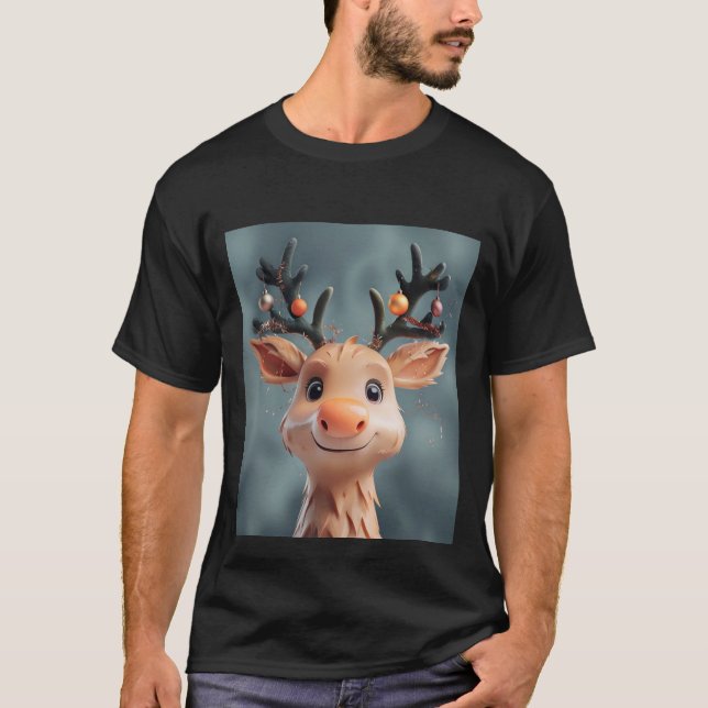 Rentiere Niedlicher Weihnachtsgeist mit Jingle-Glo T-Shirt (Vorderseite)