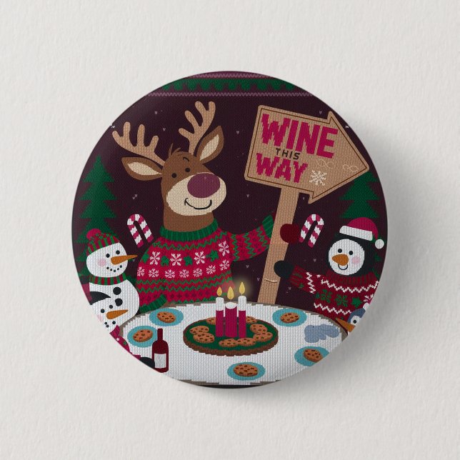 Rentiere Party Pfeil Button (Vorderseite)