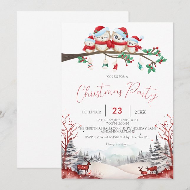 Rentiere, Schneeberg, Weihnachtsgebäck Save The Date (Vorne/Hinten)