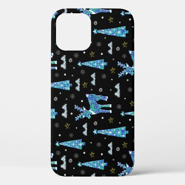 Rentiere, Schneeflocken, Weihnachtsmuster Case-Mate iPhone Hülle (Rückseite)