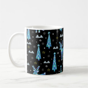 Rentiere, Schneeflocken, Weihnachtsmuster Kaffeetasse