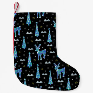 Rentiere, Schneeflocken, Weihnachtsmuster Kleiner Weihnachtsstrumpf