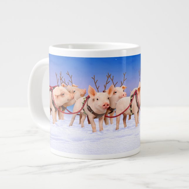 Rentiere Schweine Jumbo-Tasse (Vorderseite Links)