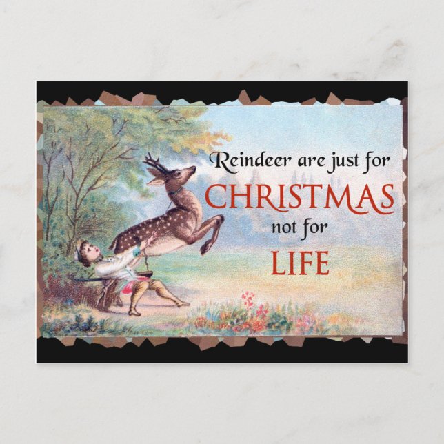 Rentiere sind nur für Vintage Weihnachtsfeier Postkarte (Vorderseite)