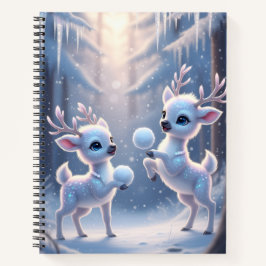 Rentiere spielen mit Snowballs Notebook Notizbuch