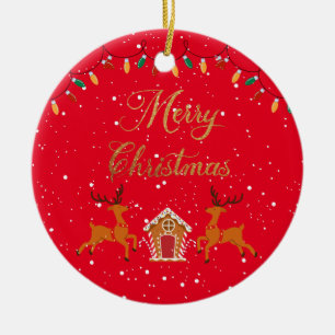 Rentiere und Bonbons - Weihnachten Keramik Ornament
