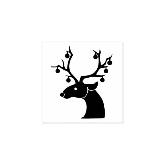 Rentiere und Christbaumkugeln Gummistempel