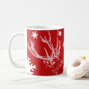 Rentiere und Schneeflocken Rote Tasse