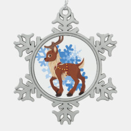Rentiere und Schneeflocken Schneeflocken Zinn-Ornament