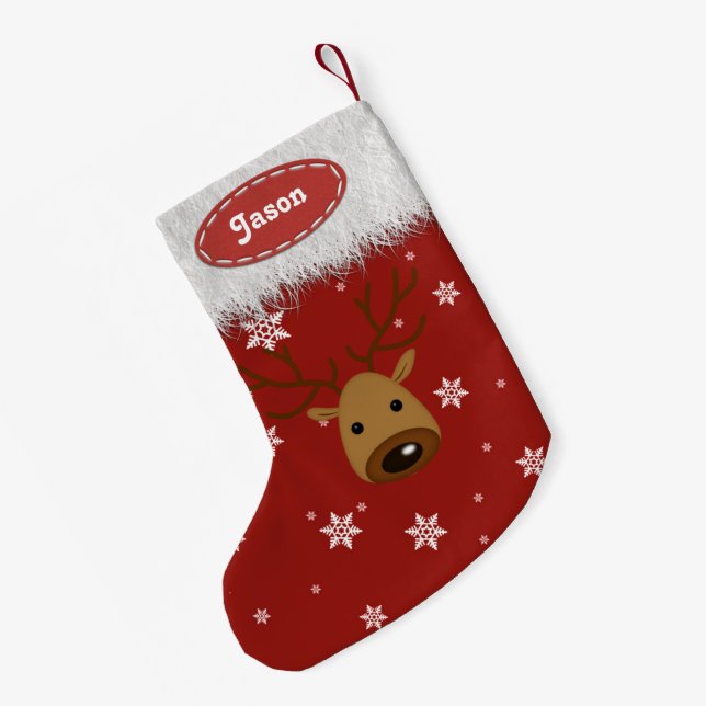 Rentiere und Schneeflocken - Weihnachts-Strumpf Kleiner Weihnachtsstrumpf (Rückseite (Hängend))