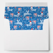 Rentiere und Vogelmuster Weihnachtsblauer Umschlag