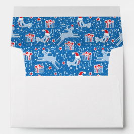 Rentiere und Vogelmuster Weihnachtsblauer Umschlag