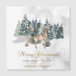 Rentiere,Wald,Bokeh Company Weihnachtskarte Magnetkarte