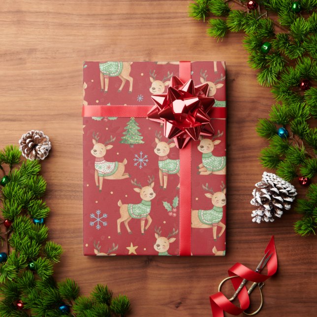 Rentiere, Weihnachten Geschenkpapier (Feiertagsgeschenk)