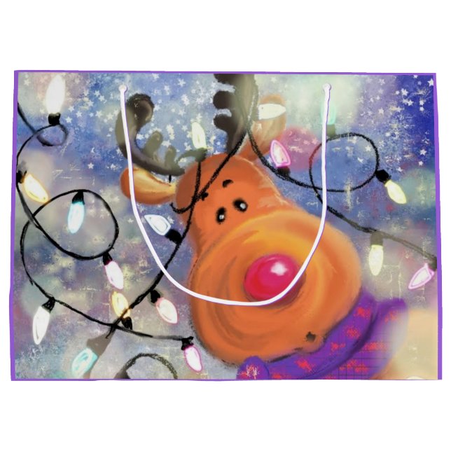 Rentiere Weihnachtsgeschenktasche Große Geschenktüte (Rückseite)