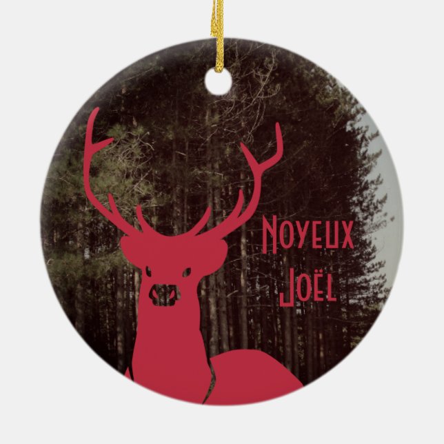Rentiere Weihnachtsstext quebecois Keramik Ornament (Hinten)