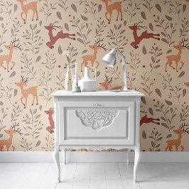 Rentiere Weihnachtswallpaper Pattern Peel & Stick Tapete