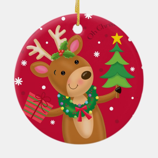 Rentierfertig Keramik Ornament (Hinten)