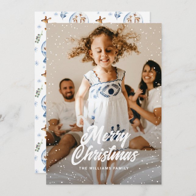 Rentierfisch Snow Globe Foto Weihnachten (Vorne/Hinten)