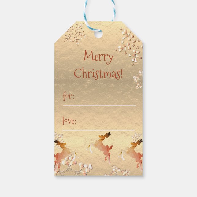 Rentierfische Schneeflocken auf Rose Gold Geschenkanhänger (Rückseite)