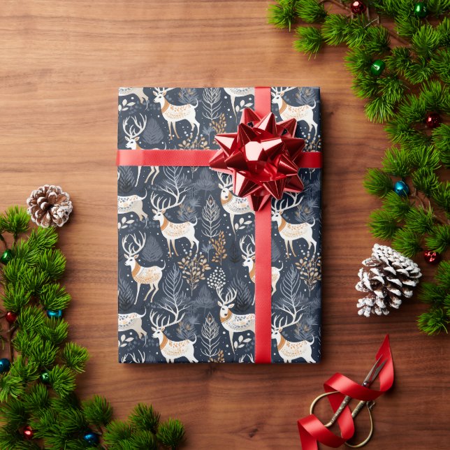 Rentierfreude - Feierliche Silhouetten Geschenkpapier (Feiertagsgeschenk)