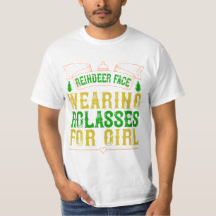 Rentiergesicht, Brille für Mädchen tragen T-Shirt