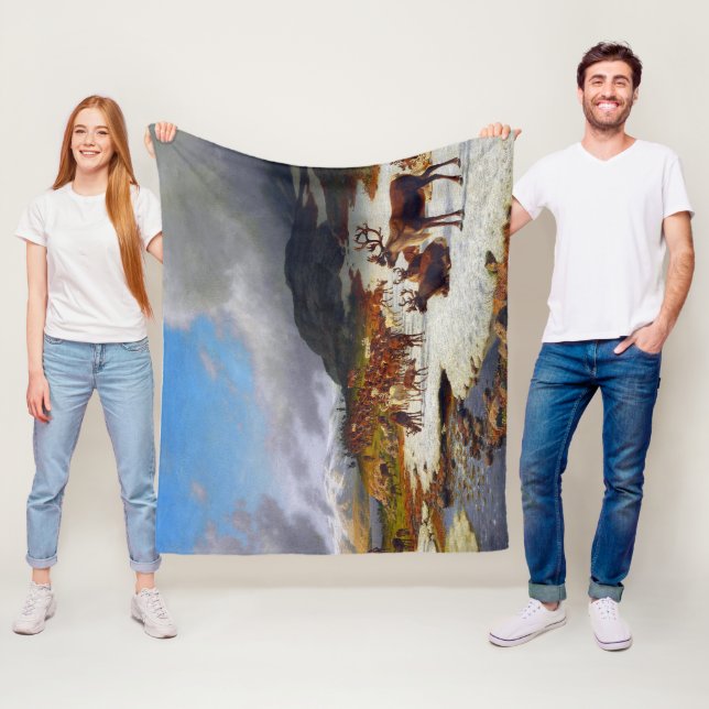 Rentierherde im Norden von Røros Fleecedecke (Beispiel)